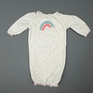 Mud Pie Baby Gown 0-3 Months Rainbow Applique Star Print Cotton Sleeper